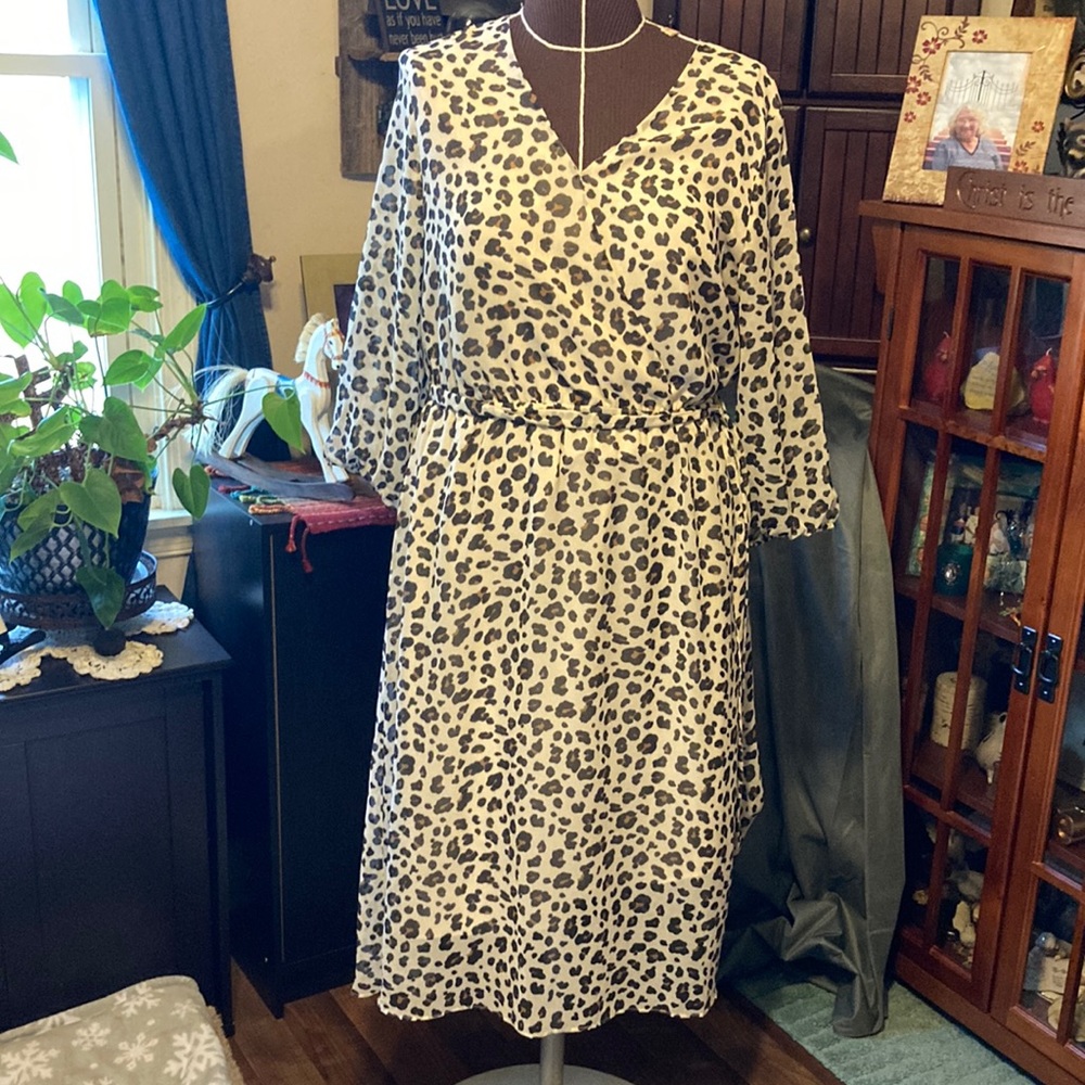LOFT Black and White Leopard Print Dress